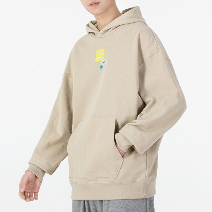 Oversize Trendig Hoodie Med Grafisk Logotyp ”Beige”
