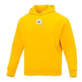Oversize Trendig Hoodie med Grafisk Logotyp ”Gul”