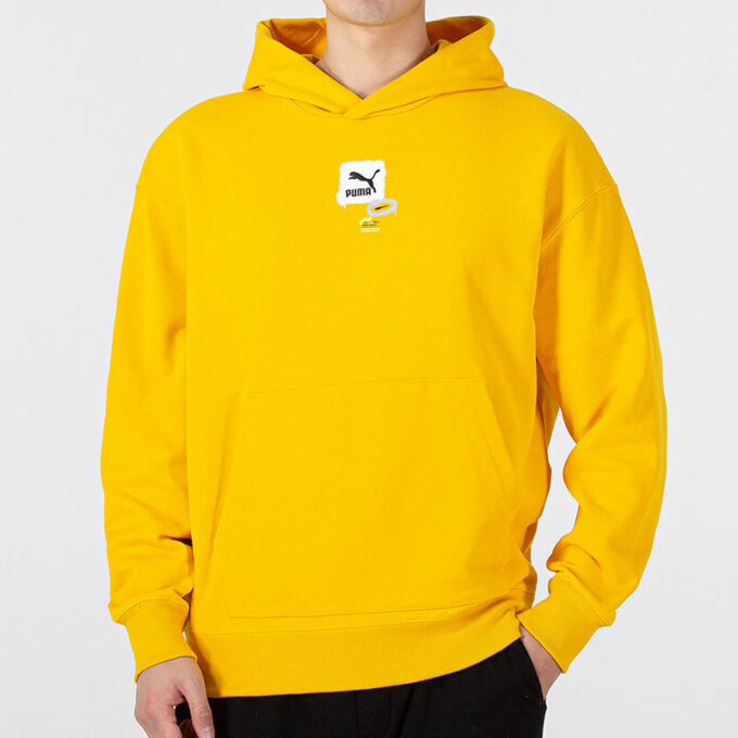 Oversize Trendig Hoodie med Grafisk Logotyp ”Gul”