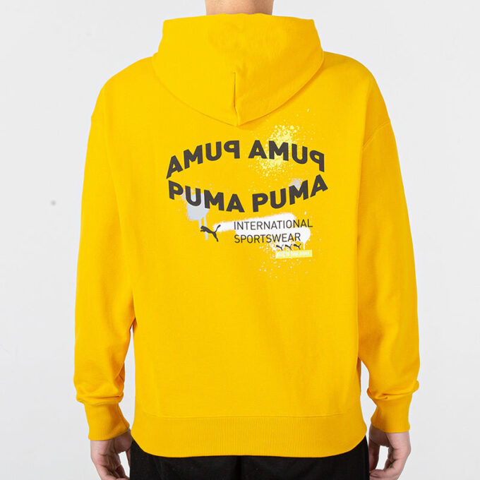 Oversize Trendig Hoodie med Grafisk Logotyp ”Gul”