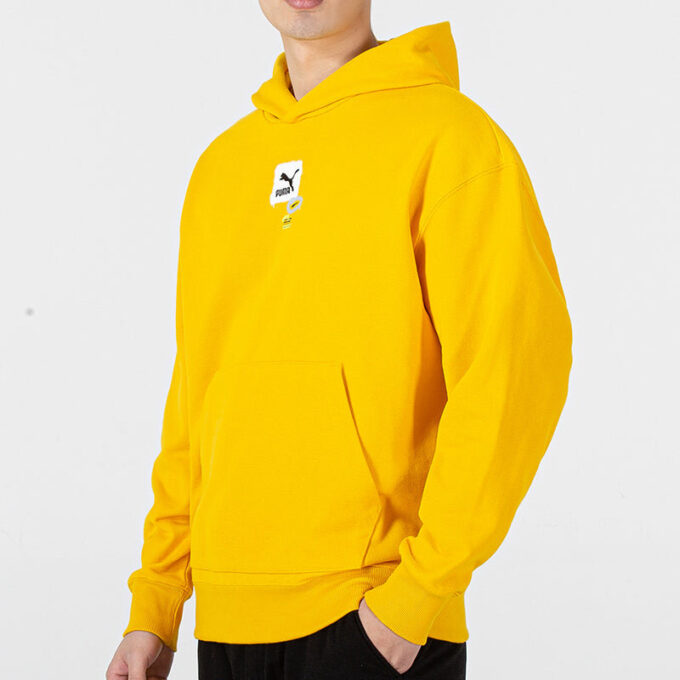 Oversize Trendig Hoodie med Grafisk Logotyp ”Gul”