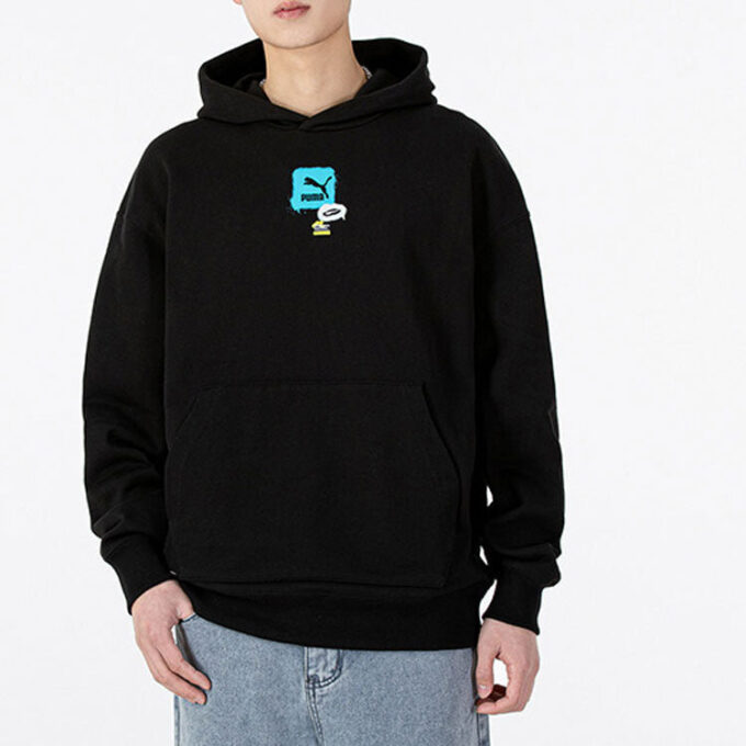 Oversize Trendig Hoodie med Grafisk Logotyp ”Svart”