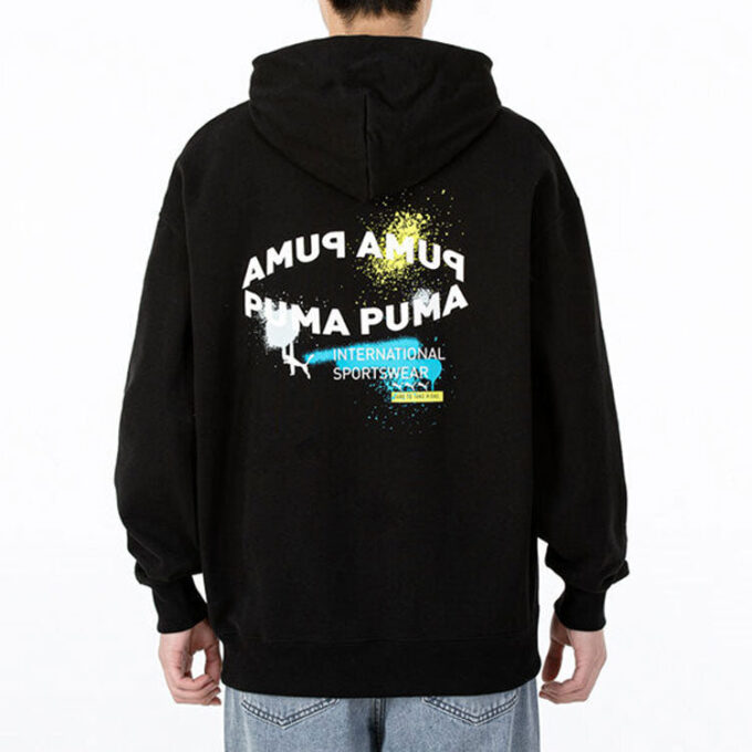 Oversize Trendig Hoodie med Grafisk Logotyp ”Svart”