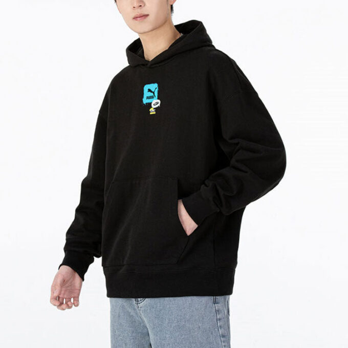 Oversize Trendig Hoodie med Grafisk Logotyp ”Svart”