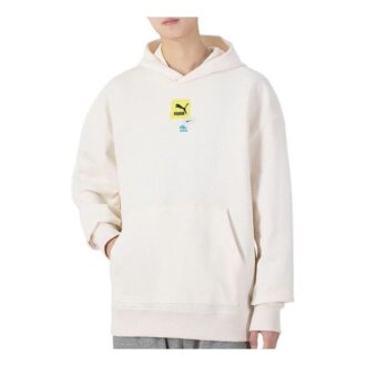 Oversize Trendig Hoodie med Grafisk Logotyp ”Vit”