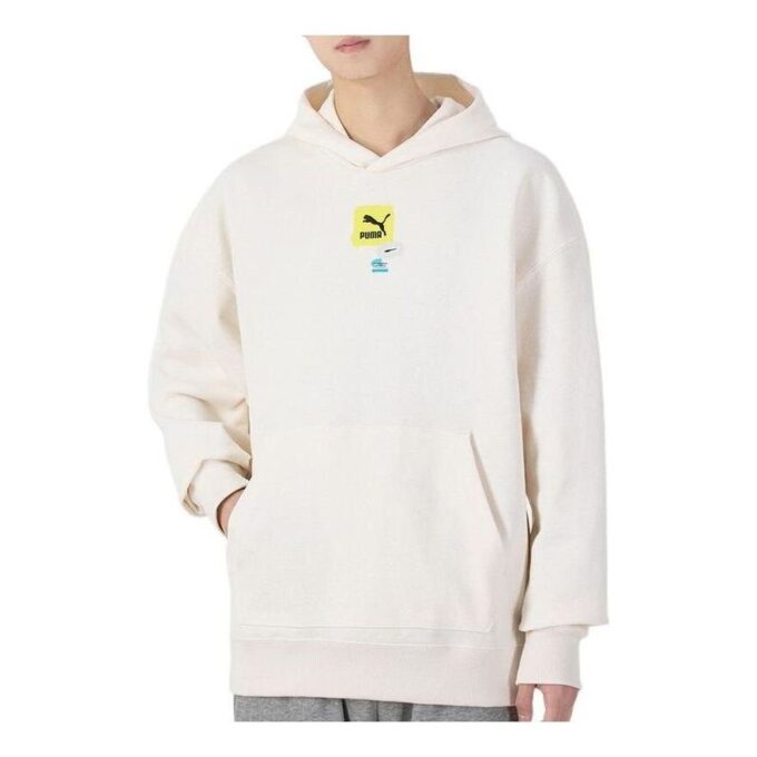 Oversize Trendig Hoodie med Grafisk Logotyp ”Vit”