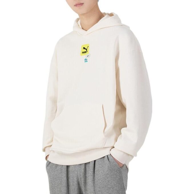 Oversize Trendig Hoodie med Grafisk Logotyp ”Vit”