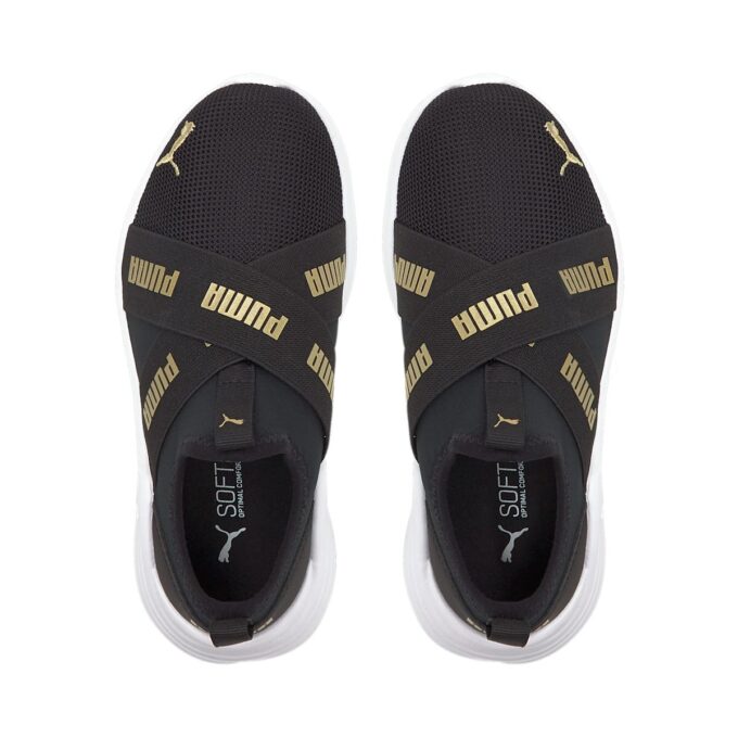 (PS) Slip-On Löpskor med tråd ”Black Team Gold”