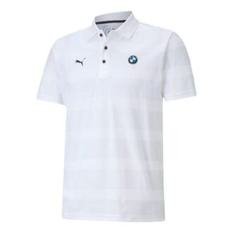 PUMA x BMW Motorsport Randig Kortärmad Pikétröja ”Vit Svart”