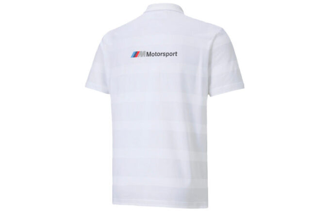 PUMA x BMW Motorsport Randig Kortärmad Pikétröja ”Vit Svart”