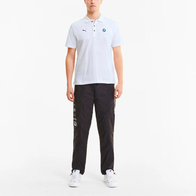 PUMA x BMW Motorsport Randig Kortärmad Pikétröja ”Vit Svart”