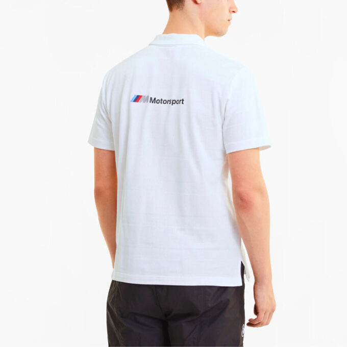 PUMA x BMW Motorsport Randig Kortärmad Pikétröja ”Vit Svart”