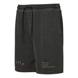 PUMA x Kidsuper Studios Crossover Logo Alfabet Broderad Distress Dragsko Sport Shorts Svarta