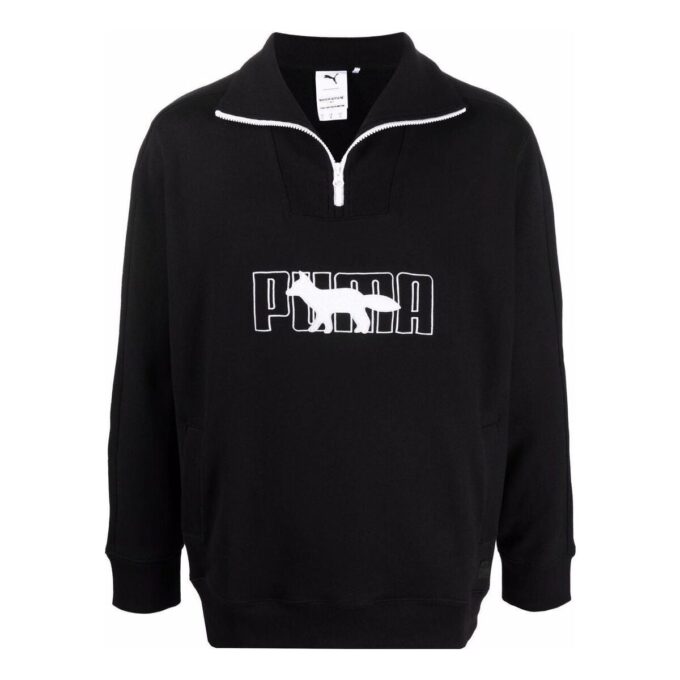 PUMA x Maison Kitsun Half Zip-tröja ”Svartvit”