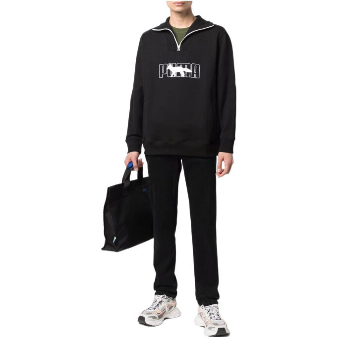 PUMA x Maison Kitsun Half Zip-tröja ”Svartvit”