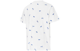 PUMA x Maison Kitsune Crossover Aop T-shirt Broderad Logotyp Sport Rund Hals Kortärmad Vit