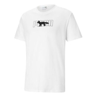 PUMA x Maison Kitsune Unisex Broderad Rund Hals Vit