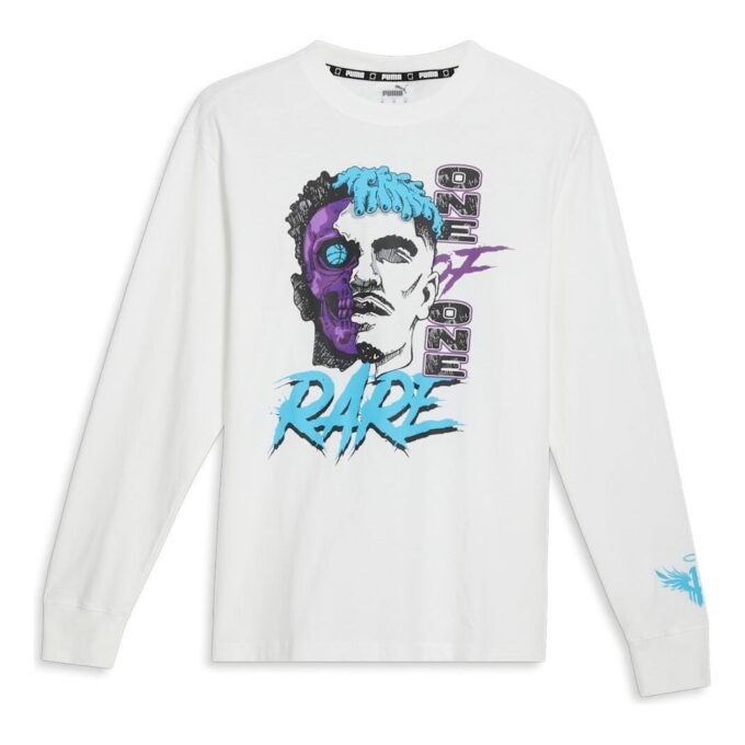 PUMA x MELO Blå Hive Långärmad Basketboll T-shirt ”Vit”