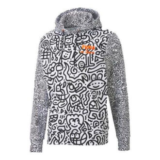 PUMA x MR DOODLE Crossover Broderad logotyp Tryck Graffiti Casual Vit