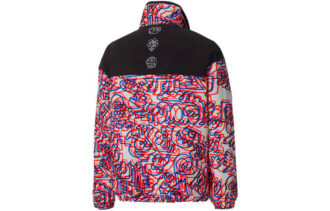PUMA x Mr Doodle Crossover Graffiti Tryck Kontrasterande Färger Kofta Stand Collar Jacka Röd