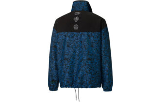 PUMA x Mr Doodle Crossover Graffiti Tryck Kontrastfärgade Kofta Stand Collar Jacka Blå