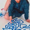 PUMA x Mr Doodle Crossover Graffiti Tryck Kontrastfärgade Kofta Stand Collar Jacka Blå