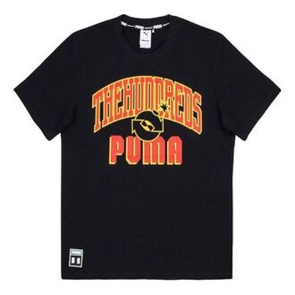 PUMA x The Hundreds Crossover Alfabetstryck Rund Halsad Tröja Kortärmad Svart