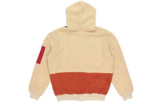 Retro Block Sherpa Heldragkedjetröja ”Beige Röd Grön”