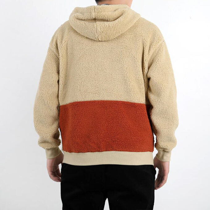 Retro Block Sherpa Heldragkedjetröja ”Beige Röd Grön”