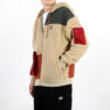 Retro Block Sherpa Heldragkedjetröja ”Beige Röd Grön”