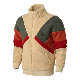 Retro Block Sherpa Jacka ”Brun Röd Grön”