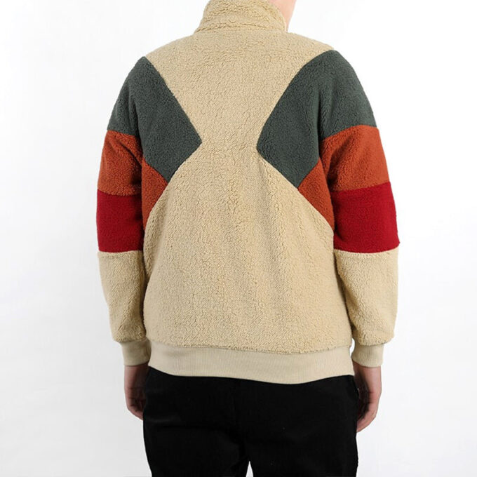 Retro Block Sherpa Jacka ”Brun Röd Grön”