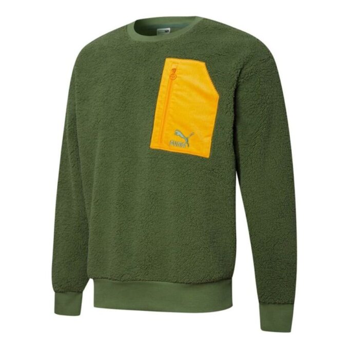 Retro Sherpa Rundhalsad Tröja ”Grön”