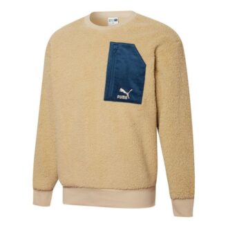 Retro Sherpa Rundringad Sweatshirt ”Brun”