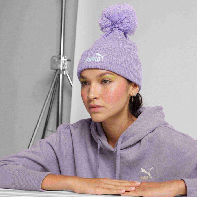 Ribbad Pom Pom-mössa