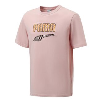 Rolig Logotyp Tryck Sport Rund Hals Kortärmad Rosa Röd