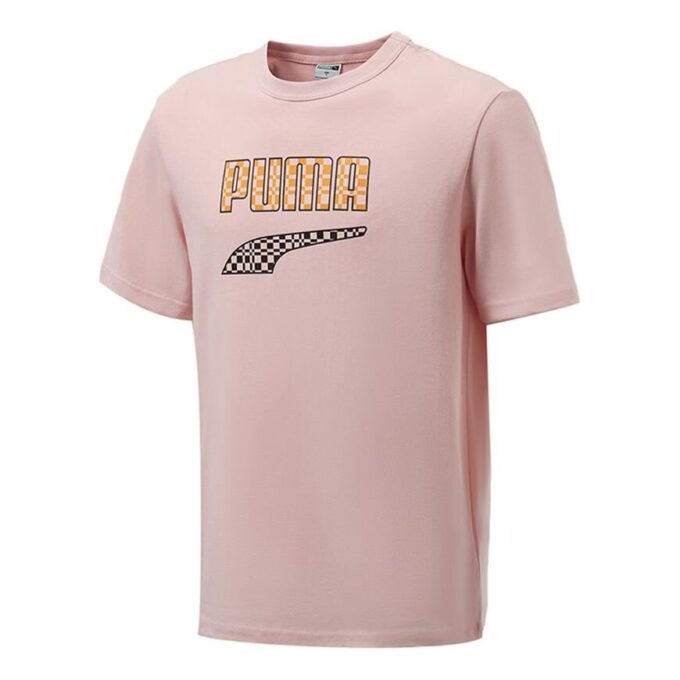 Rolig Logotyp Tryck Sport Rund Hals Kortärmad Rosa Röd
