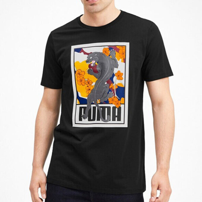 Sakura Pack Graphic Crew T-shirt ”Svart Vit Gul”