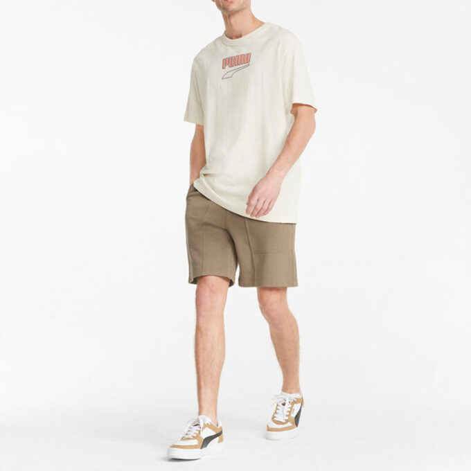 Shorts med liten logotyp ”Brun”