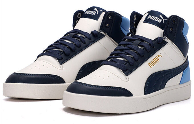 Shuffle Mid Mid Tops Casual Skateboardskor Unisex Blå Vita