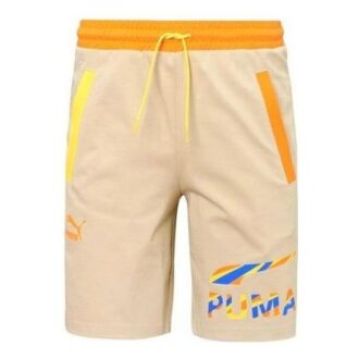 Sportiga shorts med logotyp ”Ljusbrun”