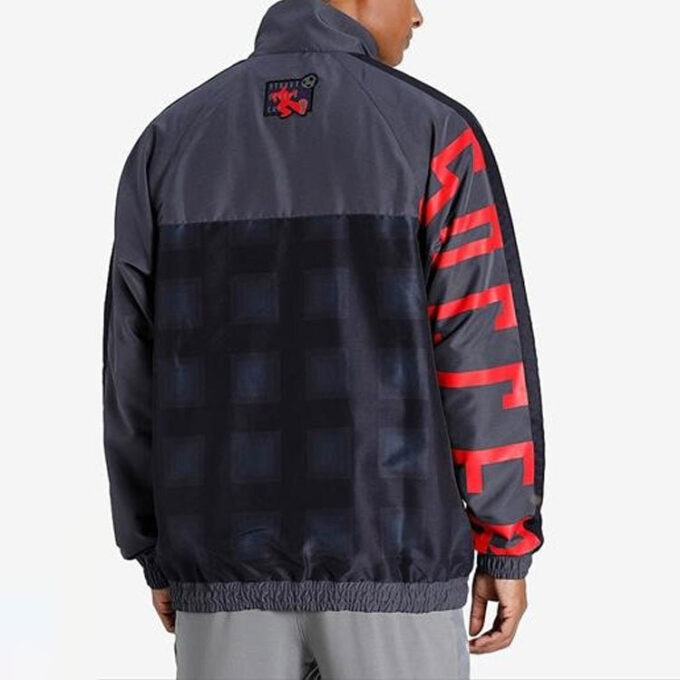 Stand Collar Zipper Långärmad Jacka med Logotyp Svart