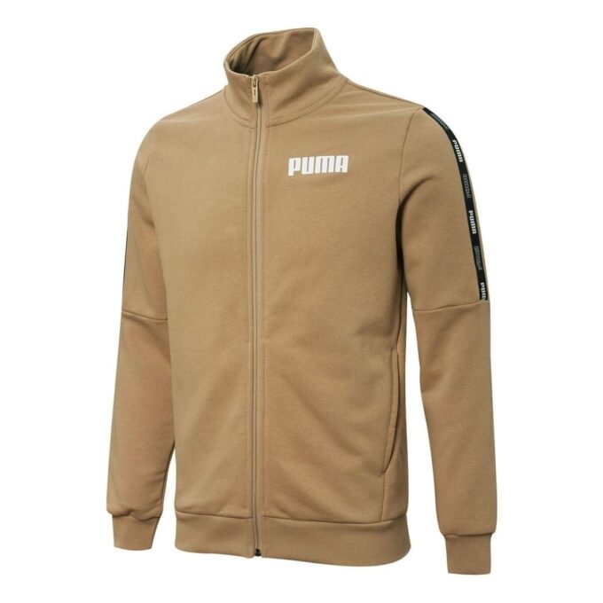 Tejpad French Terry Heldragkedjetröja ”Brun”