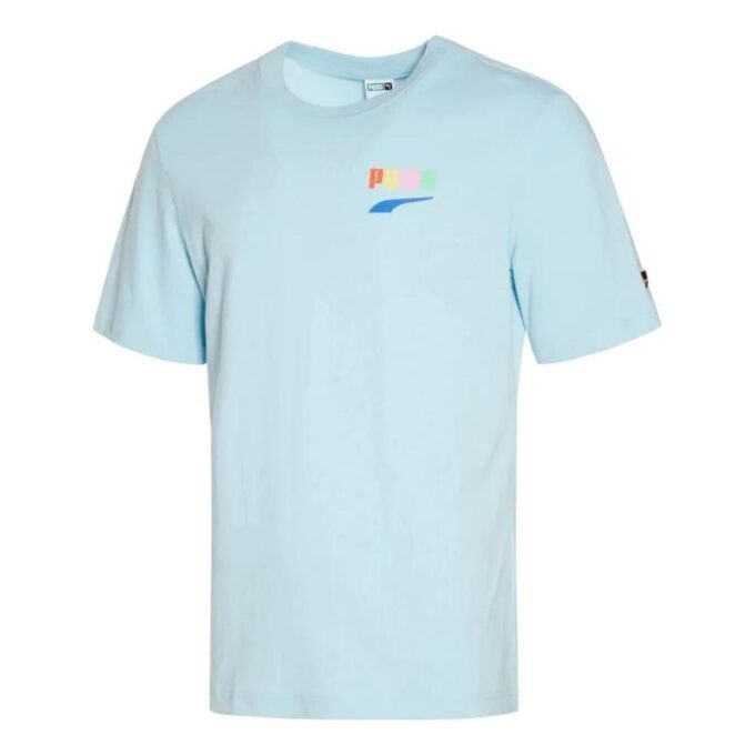 Tryckt Casual T-shirt ”Blå Gul Rosa”