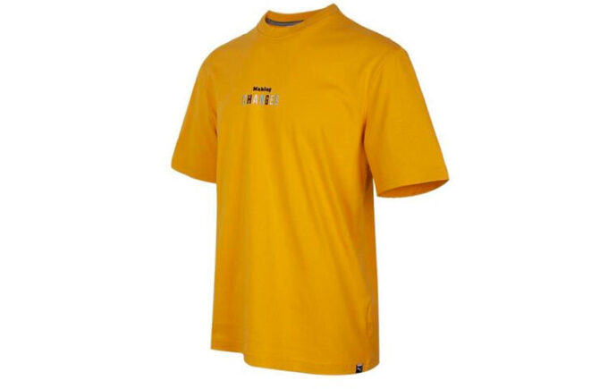 Tryckt Kortärmad T-shirt Herr Guld