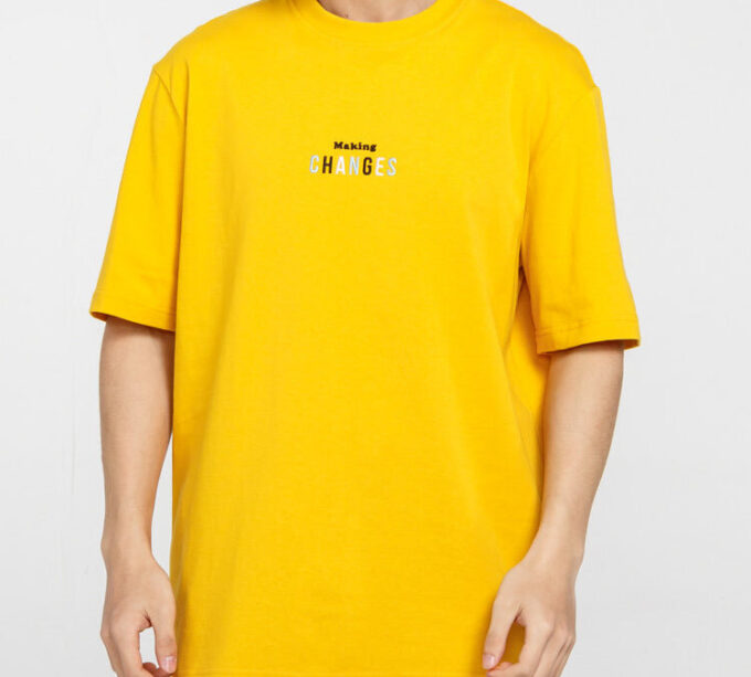 Tryckt Kortärmad T-shirt Herr Guld