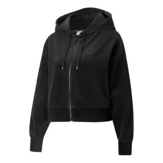 (WMNS) Casual Broderad Dragkedja Kort Huvjacka Svart