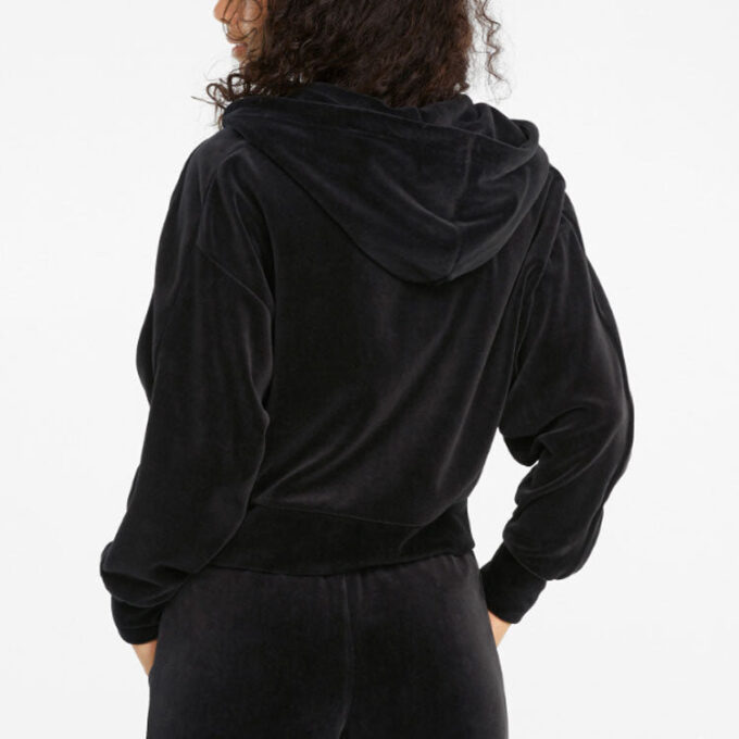(WMNS) Casual Broderad Dragkedja Kort Huvjacka Svart