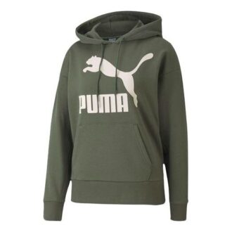 (WMNS) Classics Logo Hoodie ”Olivgrön Vit”