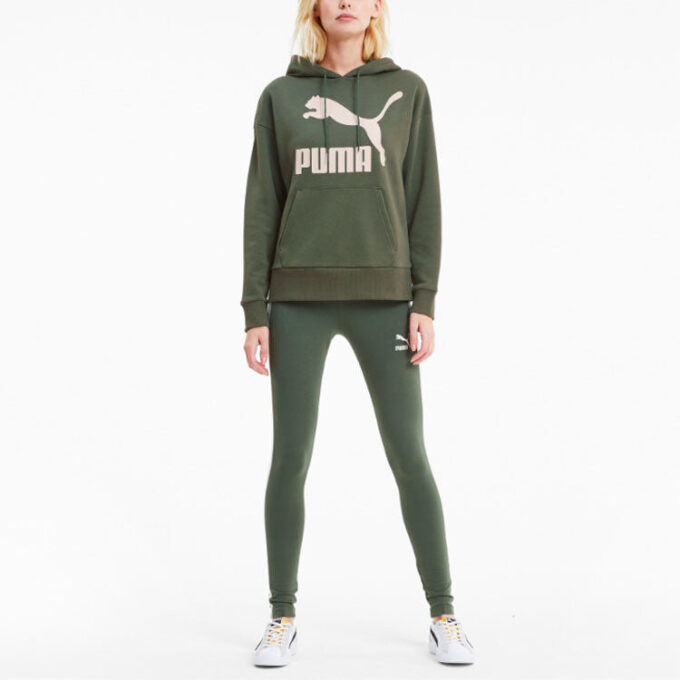 (WMNS) Classics Logo Hoodie ”Olivgrön Vit”